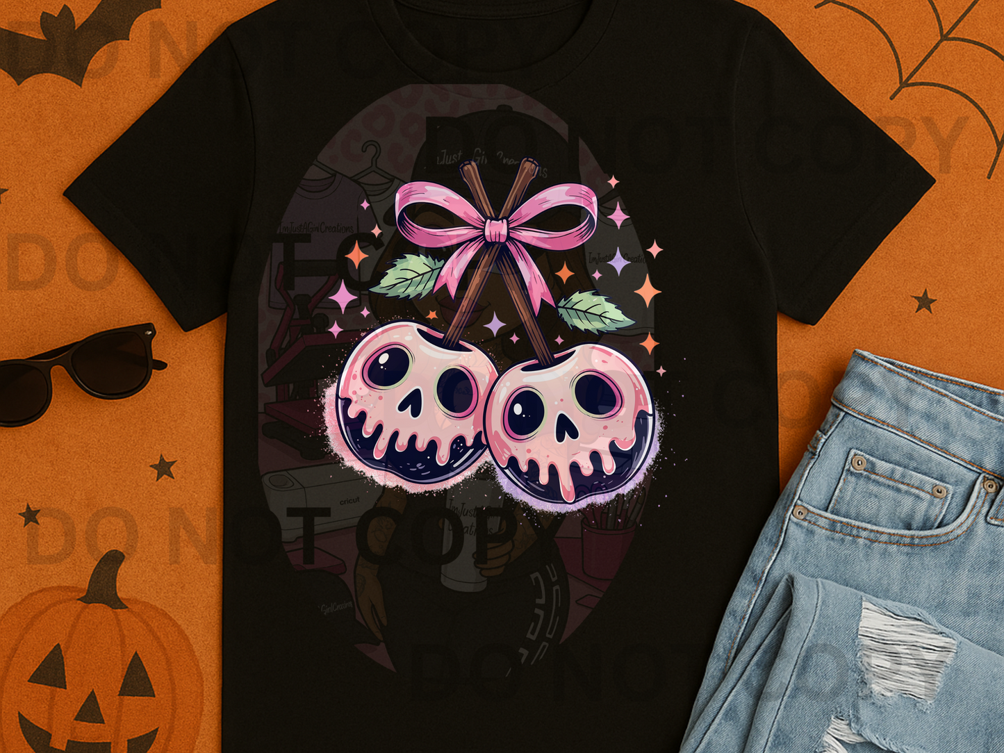 “Spooky Cherry Skulls Halloween Tees”