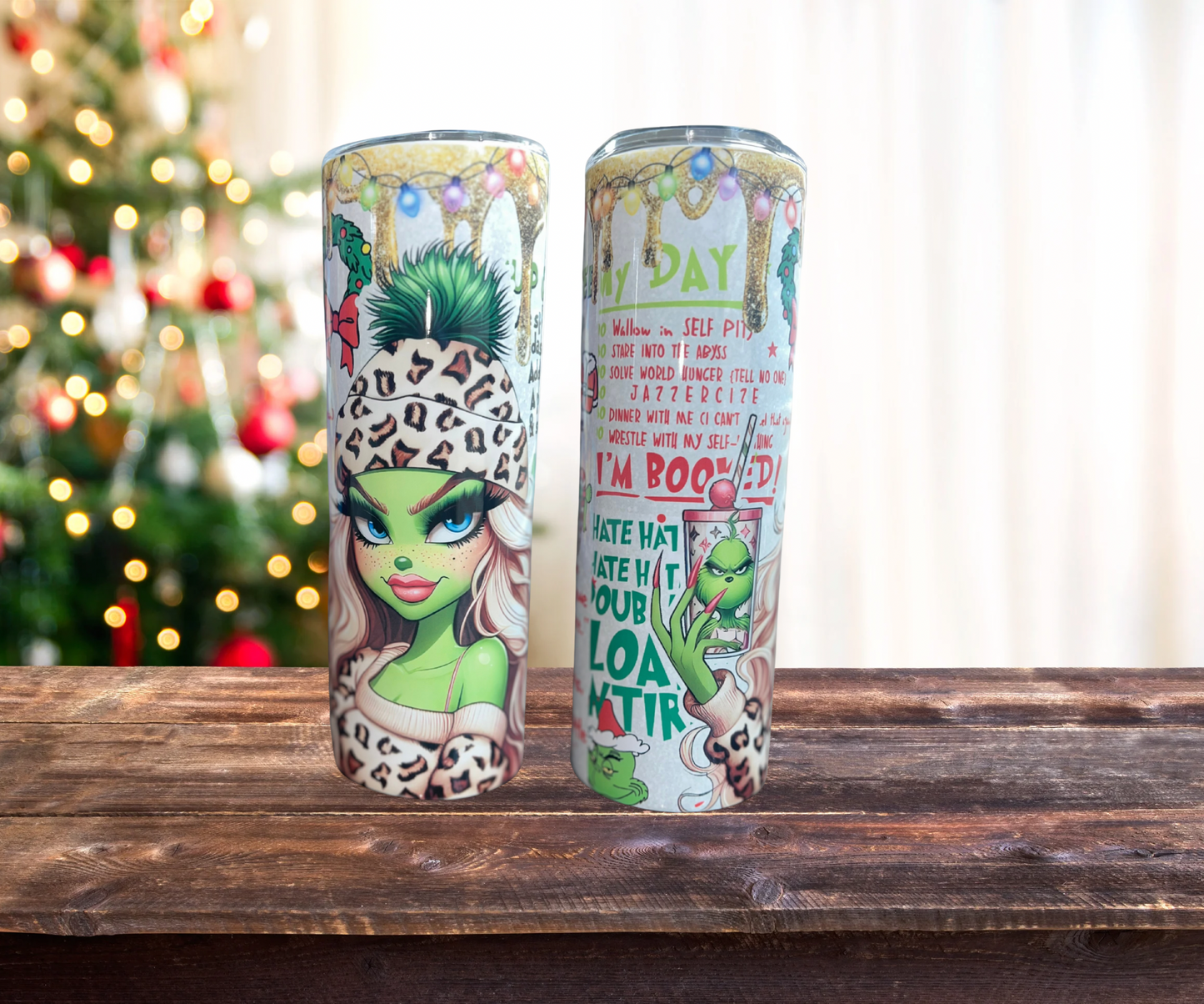 “20 Oz Skinny Blonde Grinch Tumbler”