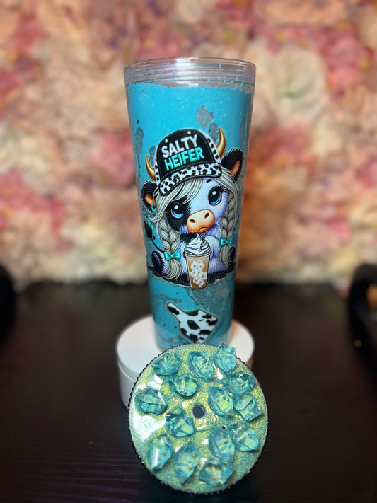 24 Oz “Salty Heifer” Lava Drip Cup