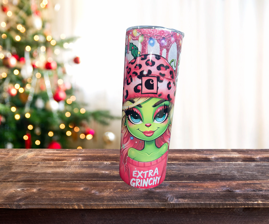 “20 oz Skinny Extra Grinchy Tumbler”